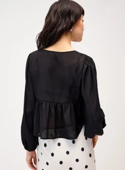 Accent frills chiffon blouse