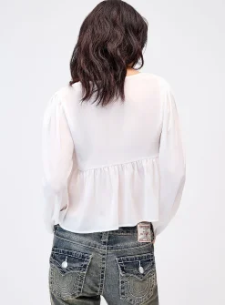Accent frills chiffon blouse