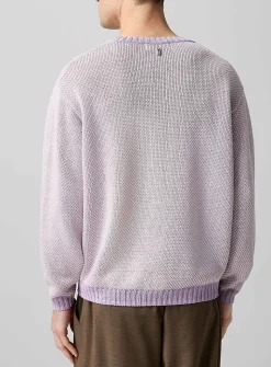 Accent trim openwork knit sweater