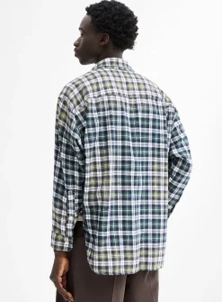 Acid-wash check shirt