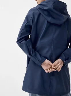 Adjustable-waist coated raincoat