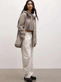 Adjustable-waist coated raincoat