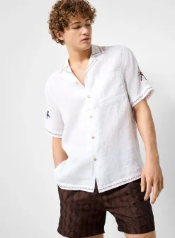Alves embroidered linen camp shirt