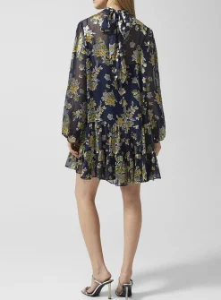 Anaya tie-collar chiffon minidress