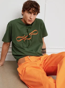 Anchor and ribbon embroidered T-shirt