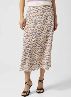 Anemone pure silk midi skirt