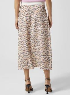 Anemone pure silk midi skirt
