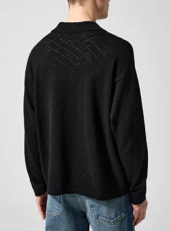 Anisette pointelle knit polo shirt