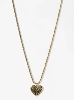 Antique heart medallion twisted chain