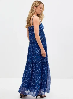 Antonella abstract-night chiffon maxi dress