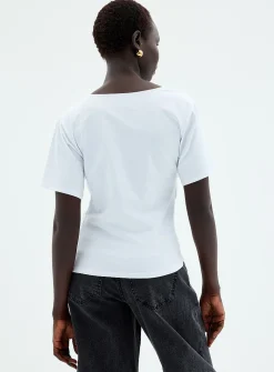 Asymmetrical hem pleated T-shirt