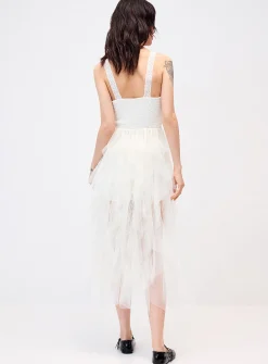 Asymmetrical high-low hem organza dress