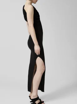 Athena rib-knit draped dress