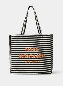 Athene black and white twill fabric tote