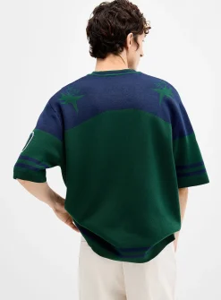 Athletic-inspired jacquard knit jersey