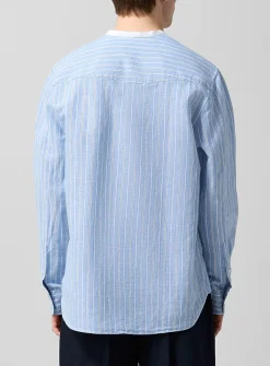 Auguste officer collar striped slip-on shirt