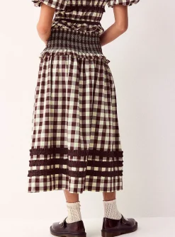 Ava gingham midi skirt