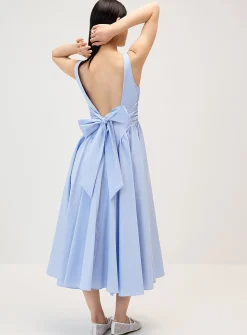 Back bow poplin maxi dress