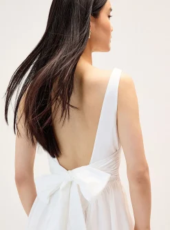 Back bow poplin maxi dress