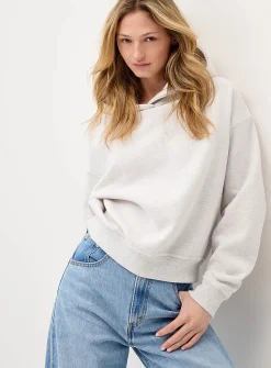 Back-print loose hooded sweatshirt
