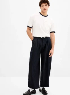 Banker stripe wide-leg pant