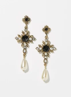 Baroque cross earrings