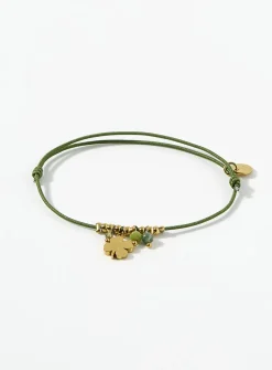 Bead and clover cord bracelet