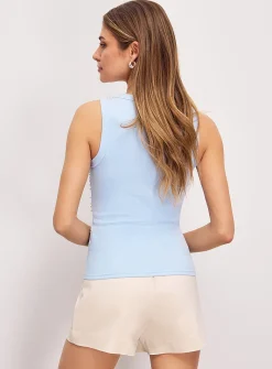 Beads and crystals fine ribbing cami