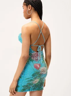 Beads and flowers minidress