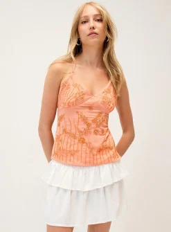 Beads and sequins open back tank