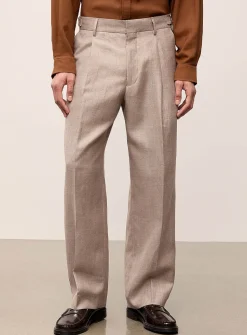 Beige responsible wool and linen pant
