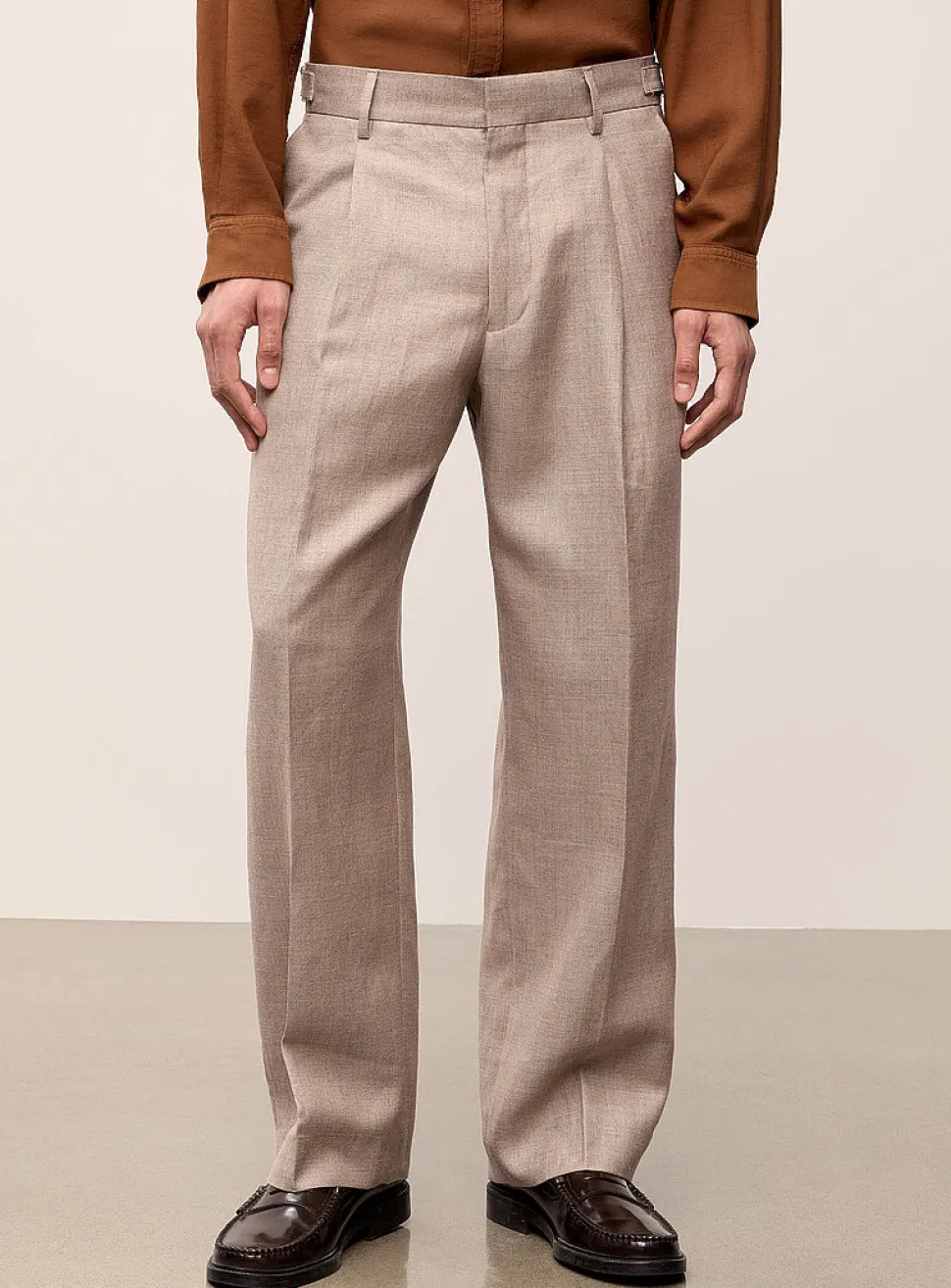 Beige responsible wool and linen pant