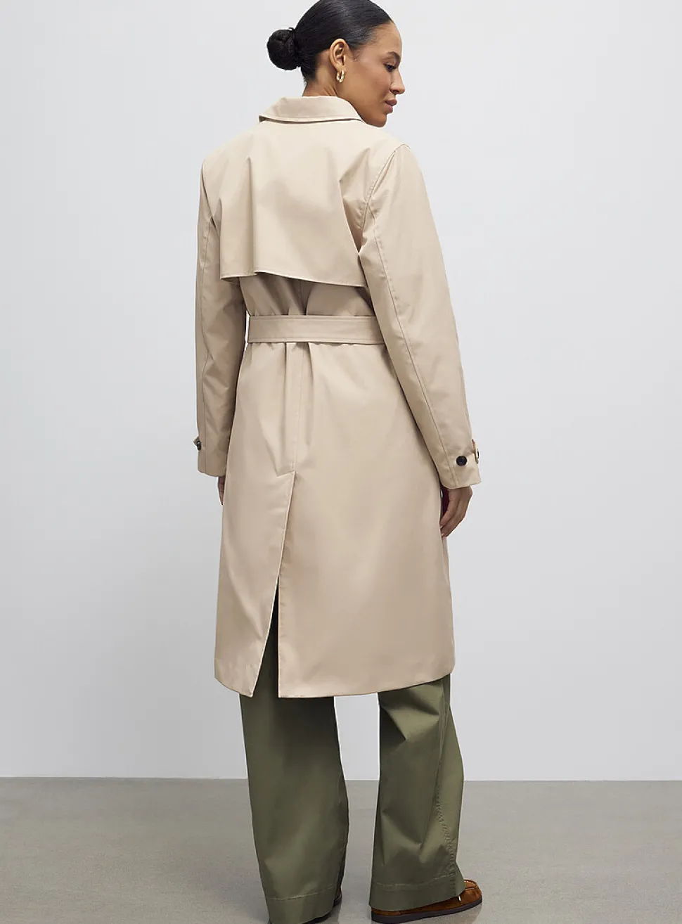 Belted double-breasted trench coat