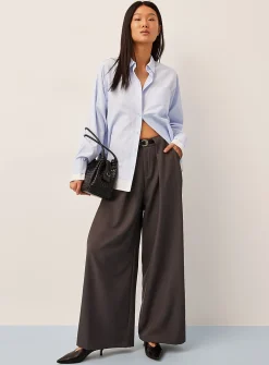 Belted front-panel ultra-wide-leg pant