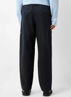 Belted-waist twill pant