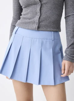 Belt loops pleated dress skirt