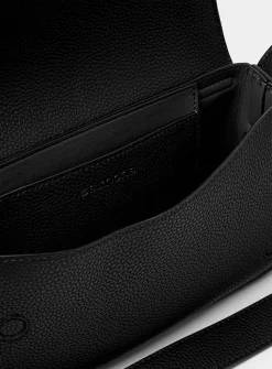 Bevel flap pebbled crossbody bag