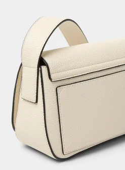 Bevel flap pebbled crossbody bag