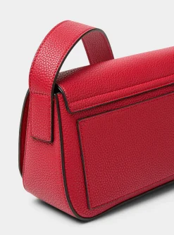 Bevel flap pebbled crossbody bag
