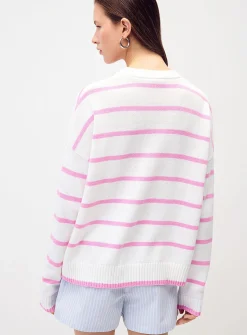 Bikini embroidery striped sweater