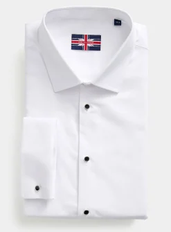 Black-button white tuxedo shirt