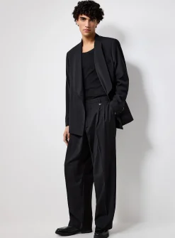 Black double-pleated pant