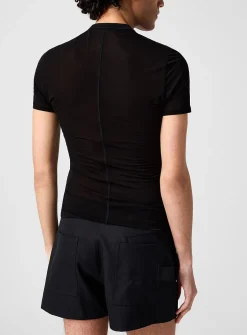 Black micromesh T-shirt