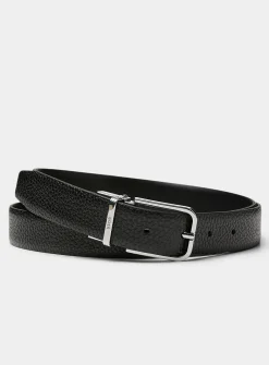 Black pebbled leather belt