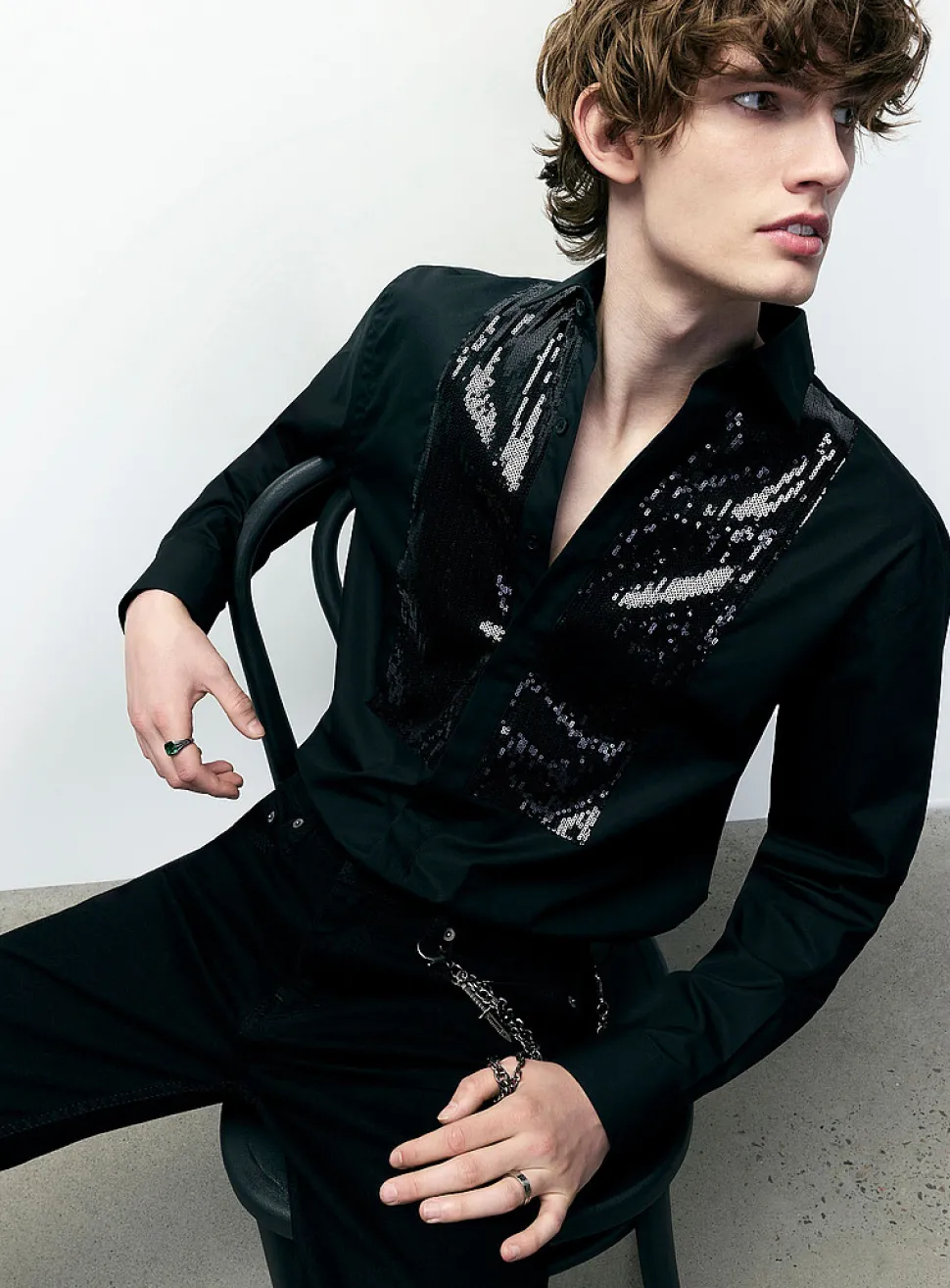 Black sequined shirt
