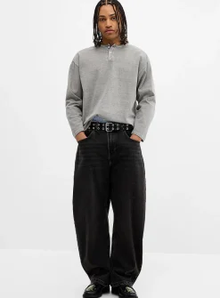 Black wash loose jean