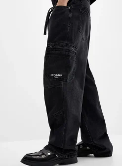 Black wash utility jean