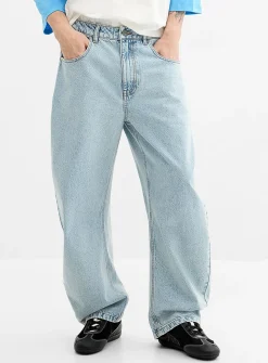 Blue acid-wash loose jean