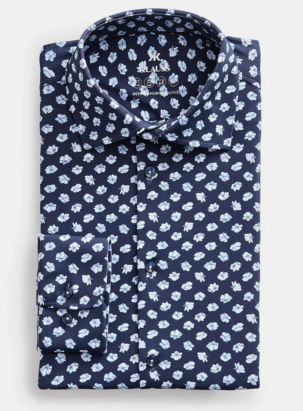 Blue flower stretch shirt