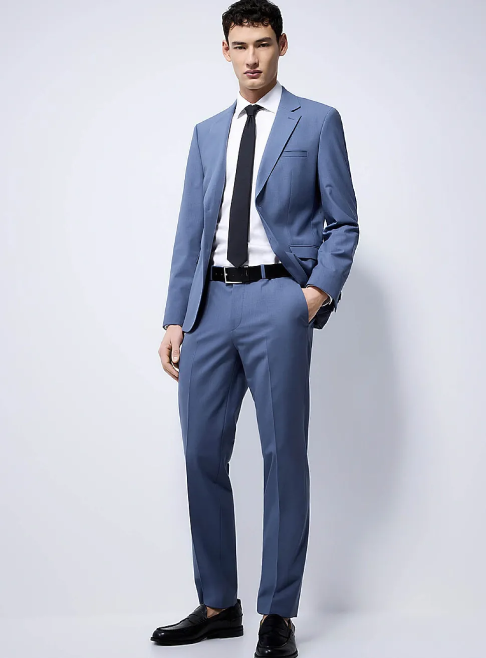 Blue-grey stretch suit